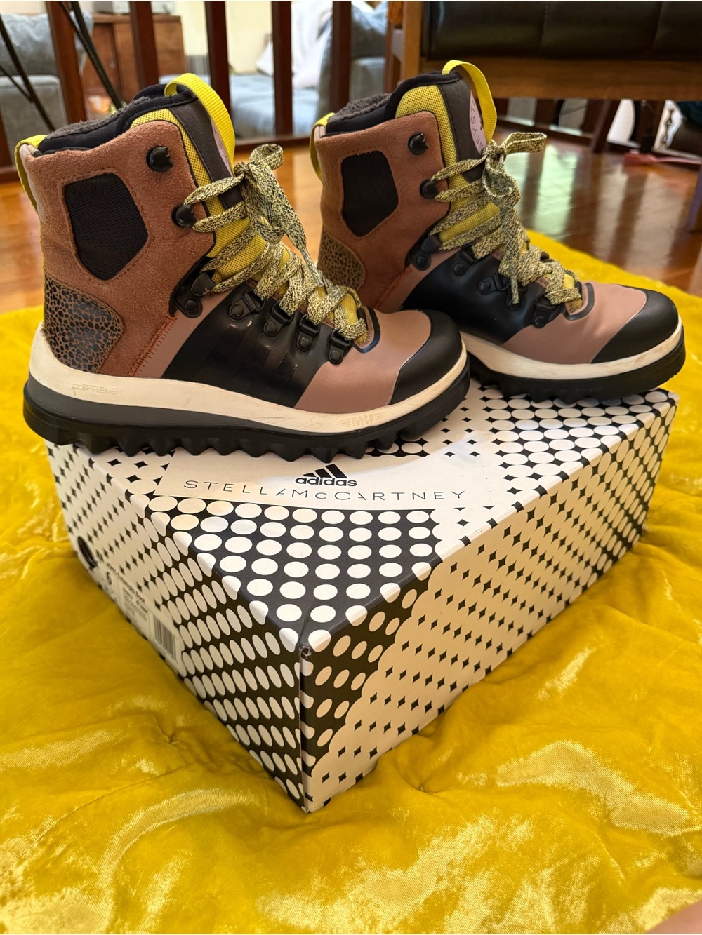 Adidas by Stella McCartney Tan, Black & Yellow Hiking Boots